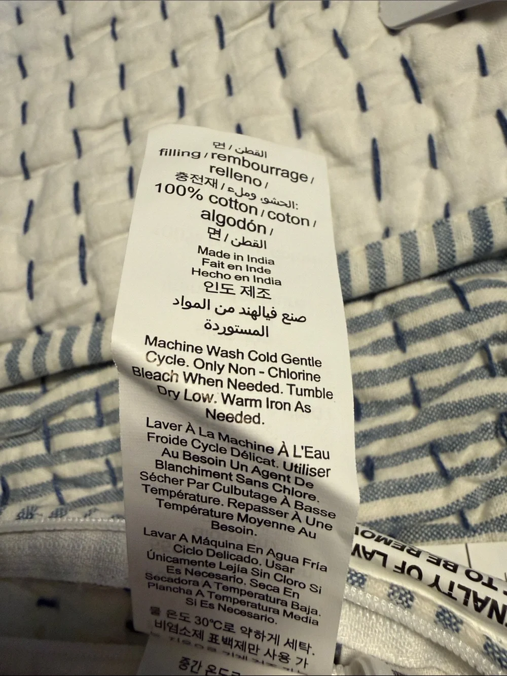 Pottery Barn Wheaton Pickstitch King Sham Reversible Chambray Cotton Linen